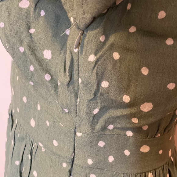 mo:vint Sage Green Polka Dot Mini Dress - Picture 4 of 6